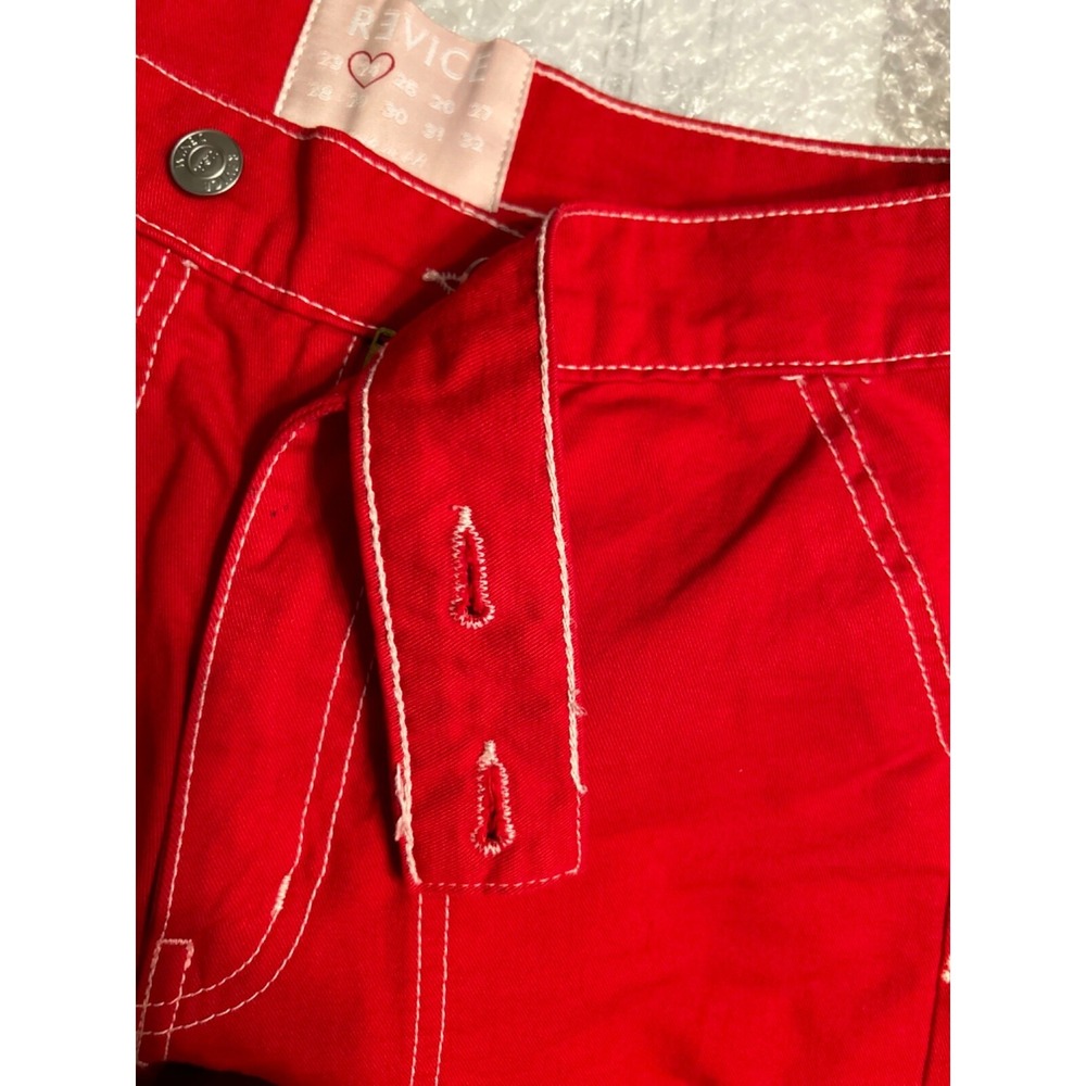 REVICE Jeans Womens Denim Red High Waisted Cargo Straight Size 24 EUC! - Picture 3 of 9